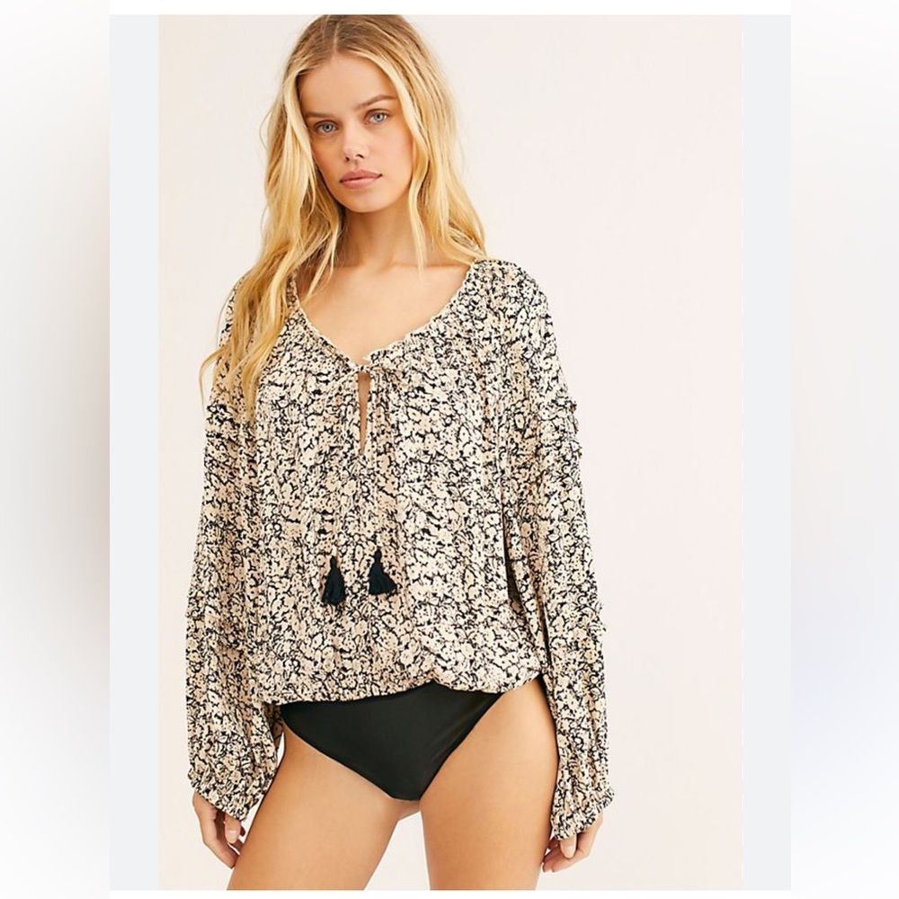 FP Intimately Free Women’s All Tucks Floral Bodysuit with Tassels